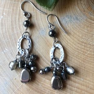 Silpada "Hailstone" Hematite Bead Dangle Earrings